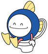 スイスイが便器に座っているイラスト
