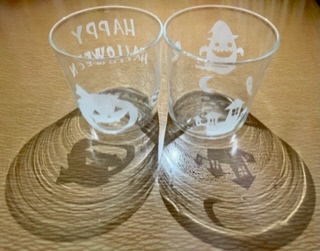 サンドブラストでハロウィングラス