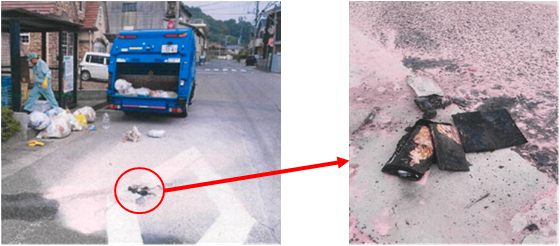 写真：スマートフォンを原因とする発火事故