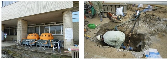 仮設給水栓を設置している様子の写真