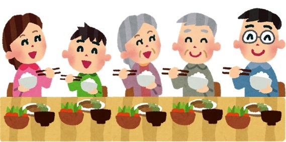 画像：共食（一緒に食事をしている様子）のイラスト