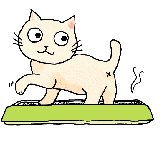 ねこがトイレで糞をするイラスト